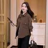 Early Autumn Tops for Women New  Design Loose Bat Shirt Long Sleeve Plaid Shirt Thin Jacket