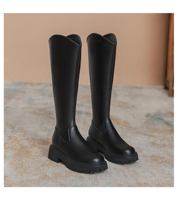 Women's V-Cut Height-Boosting Winter Knee-High Fleece Boots for Petite and Wide Calves