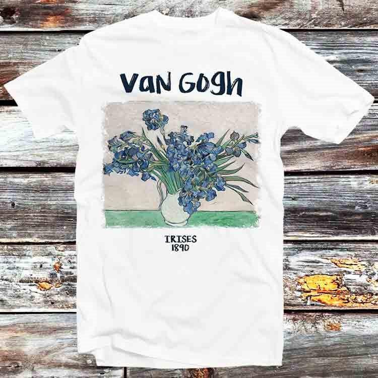 Van Gogh Irises 1890 Painting Drawing Art T Shirt B922