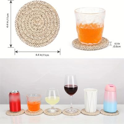 9 st/förpackning 8 Glasunderlägg med 1 Ställ, Absorberande Bomullsglasunderlägg, Minimalistiskt Heminredningsunderläggsset, Träbordskydd