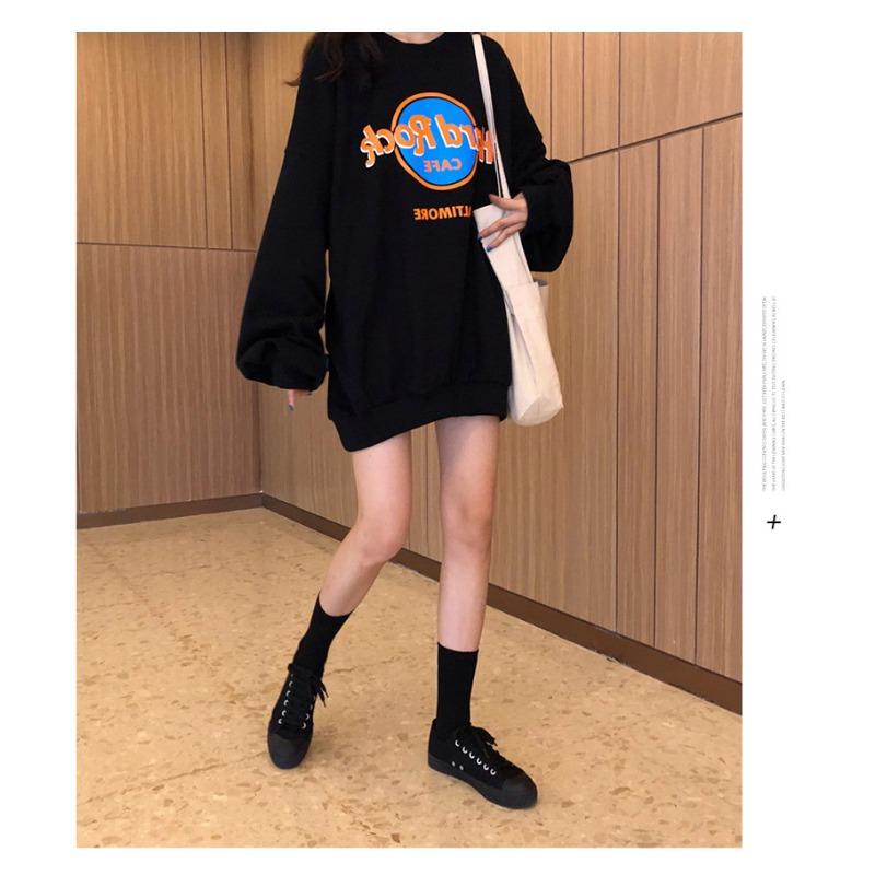 Super horká mikina s kulatým výstřihem pro dámský podzimní nový tenký kabát korejský styl příliv Harajuku BF studentský volný top