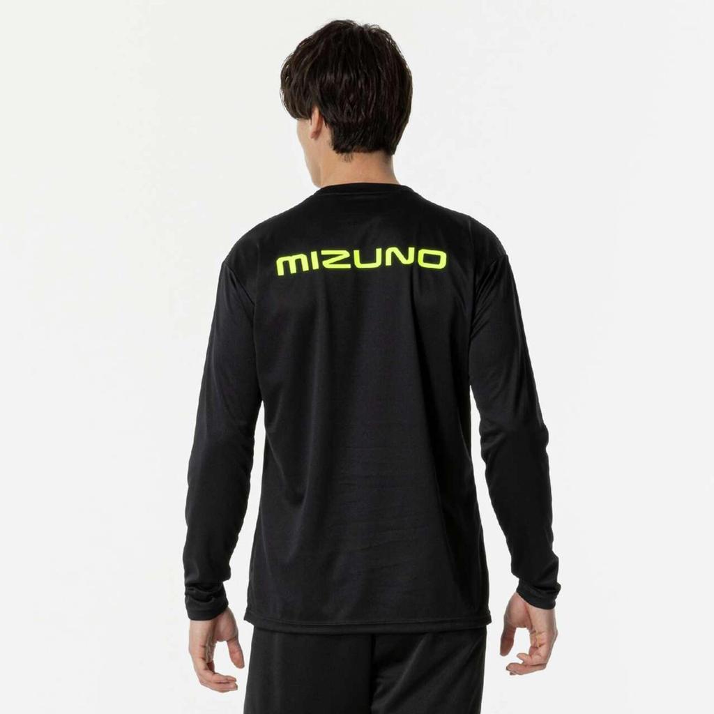Volleyball Basic Practice Shirt, Long Sleeve, V2MAB532, Unisex, Black x Safety Yellow, Size S