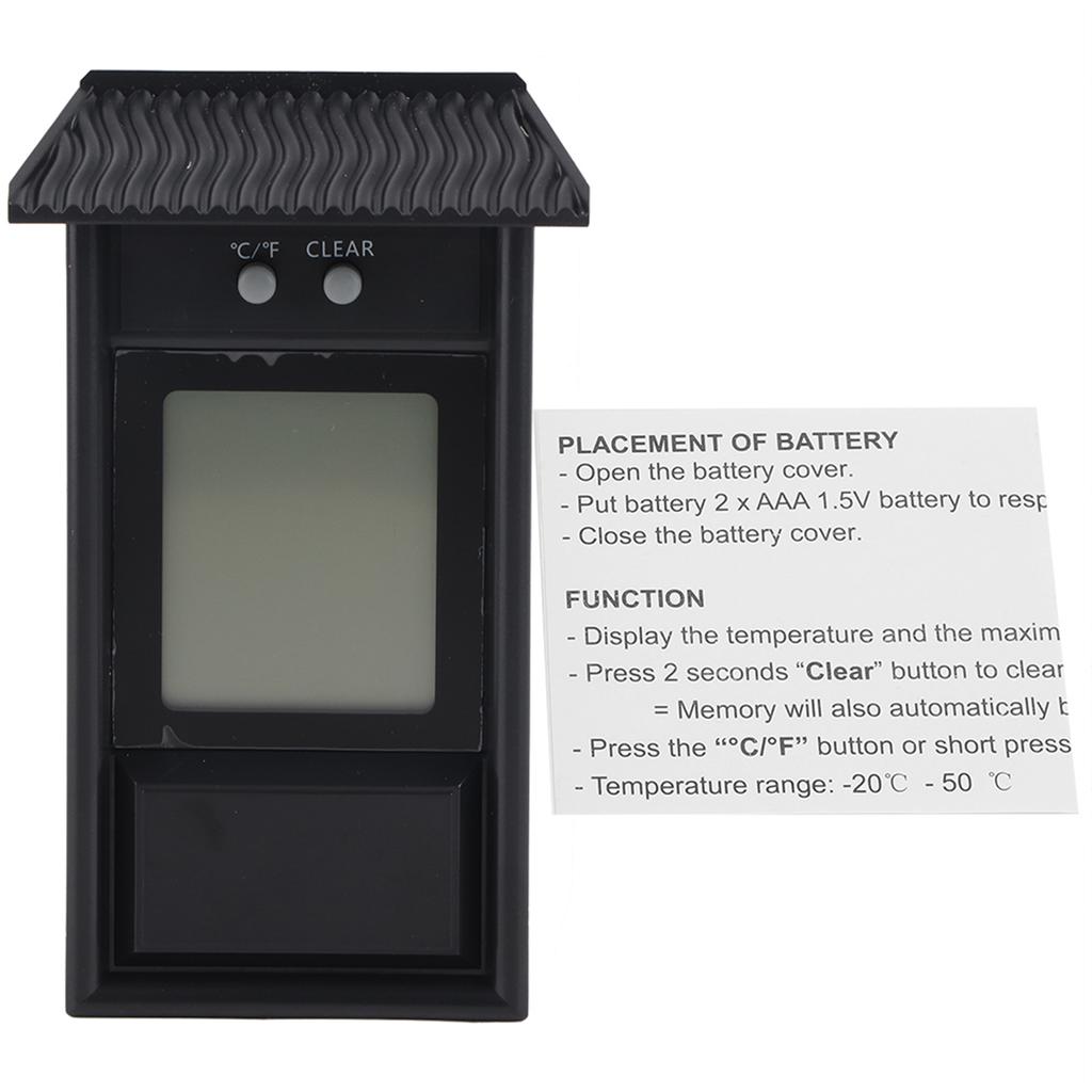 Digital Hygrometer Indoor ThermometerWaterproof tester temperature controller(Black)