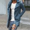 Men Autumn Coat Solid Color Slim Fit Mid Length Lapel Plus Size Pockets