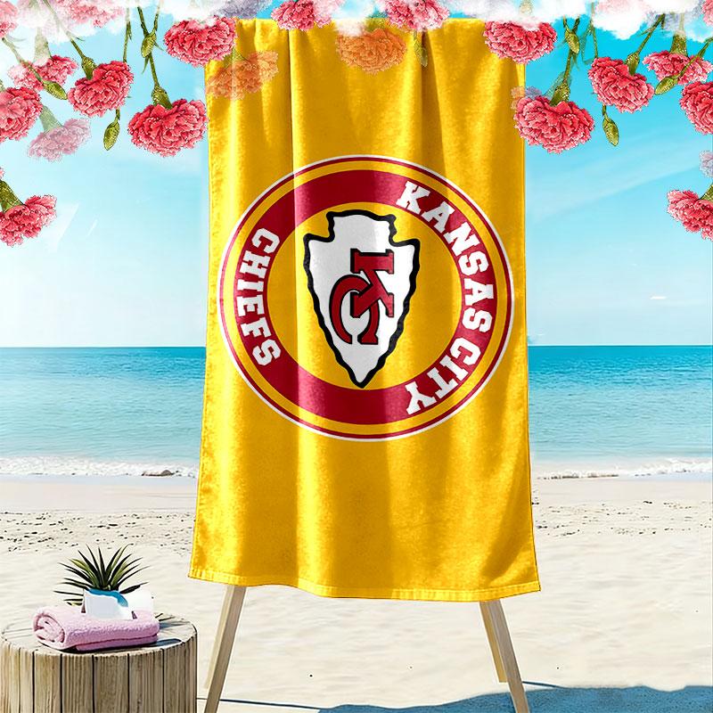 KC Chiefs logo Print Beach Towel, Large Soft Quick Dry Towel for Beach Camping Swimming