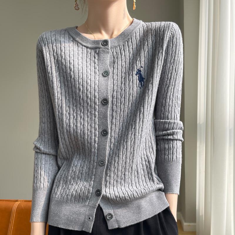 Maglione in Maglia da Donna Primavera e Autunno Girocollo Cardigan Maglione Giacca a Trecce