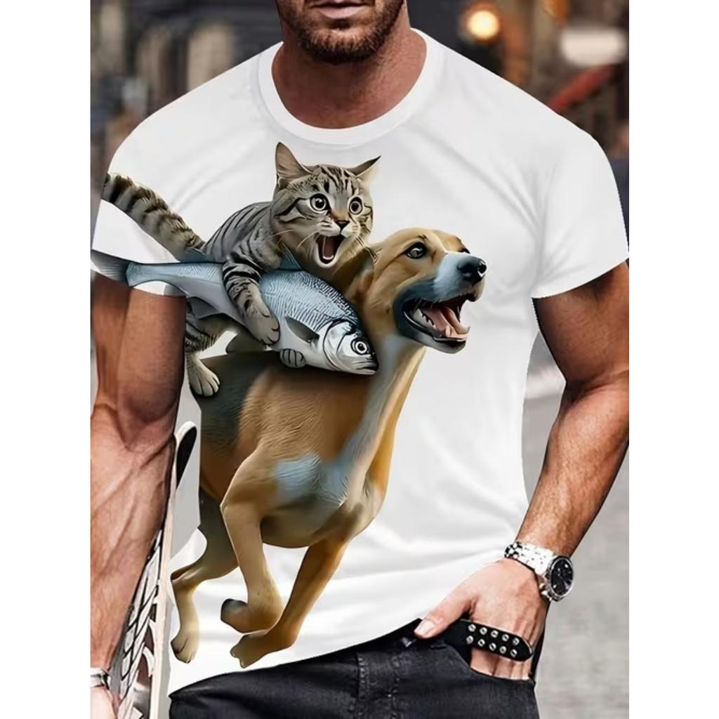 New Summer Men's Fashion T-shirt Personality Vintage Pattern Printed Men's T-shirt Top