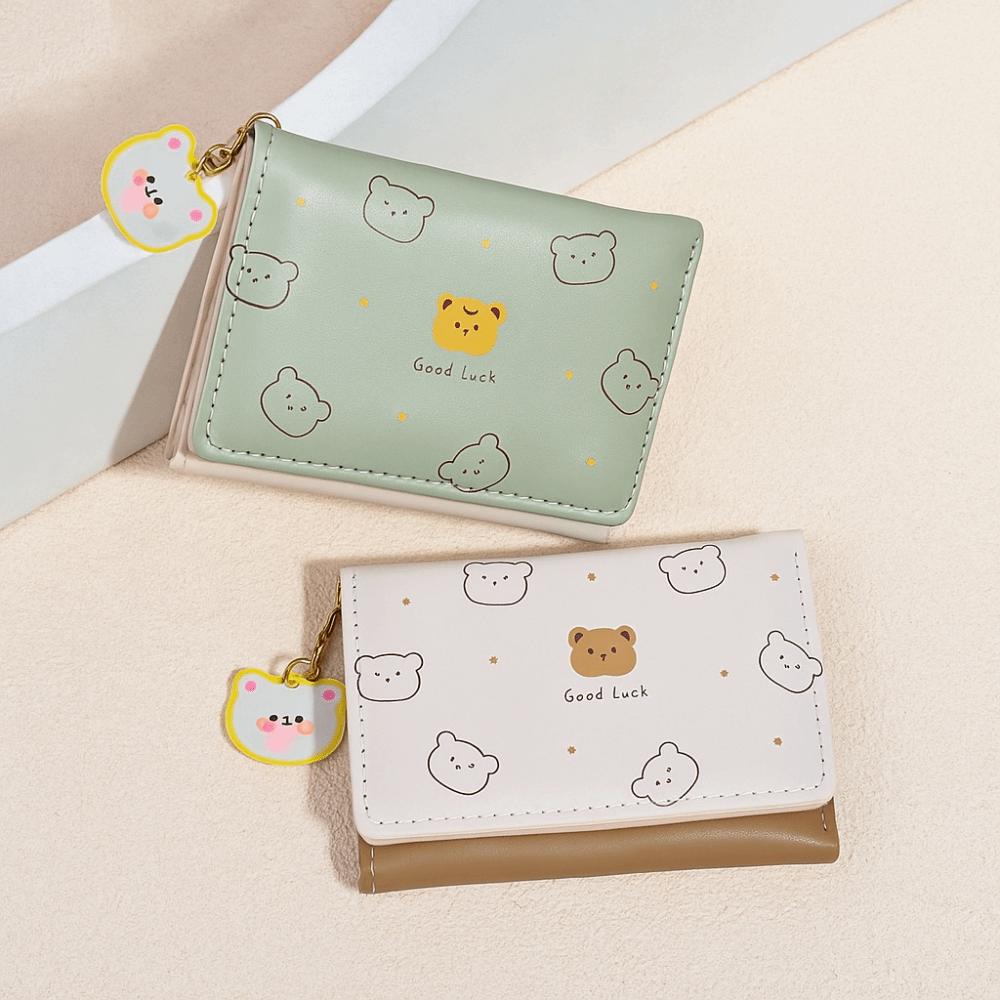 Cartoon Bear Print Wallet Multi-slot Coin Purse Mini Short Wallet  Daily Match