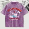 Premium Beer Print Snow Wash T Shirt Man Summer Comfortable Washed Tees Casual Loose Shortwear Soft Cotton Clothes