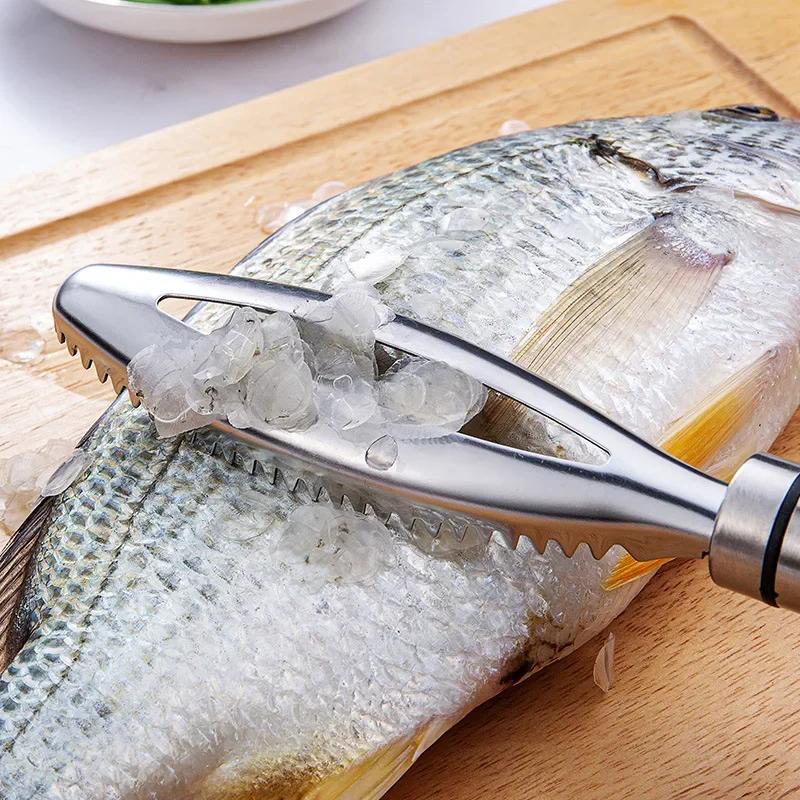 Fish Skin Brush Scraping Fish Scale Scrap Grater 304 Stainless Steel Quick Disassembly Fish Knife Cleaning Peeling Seafood Tools