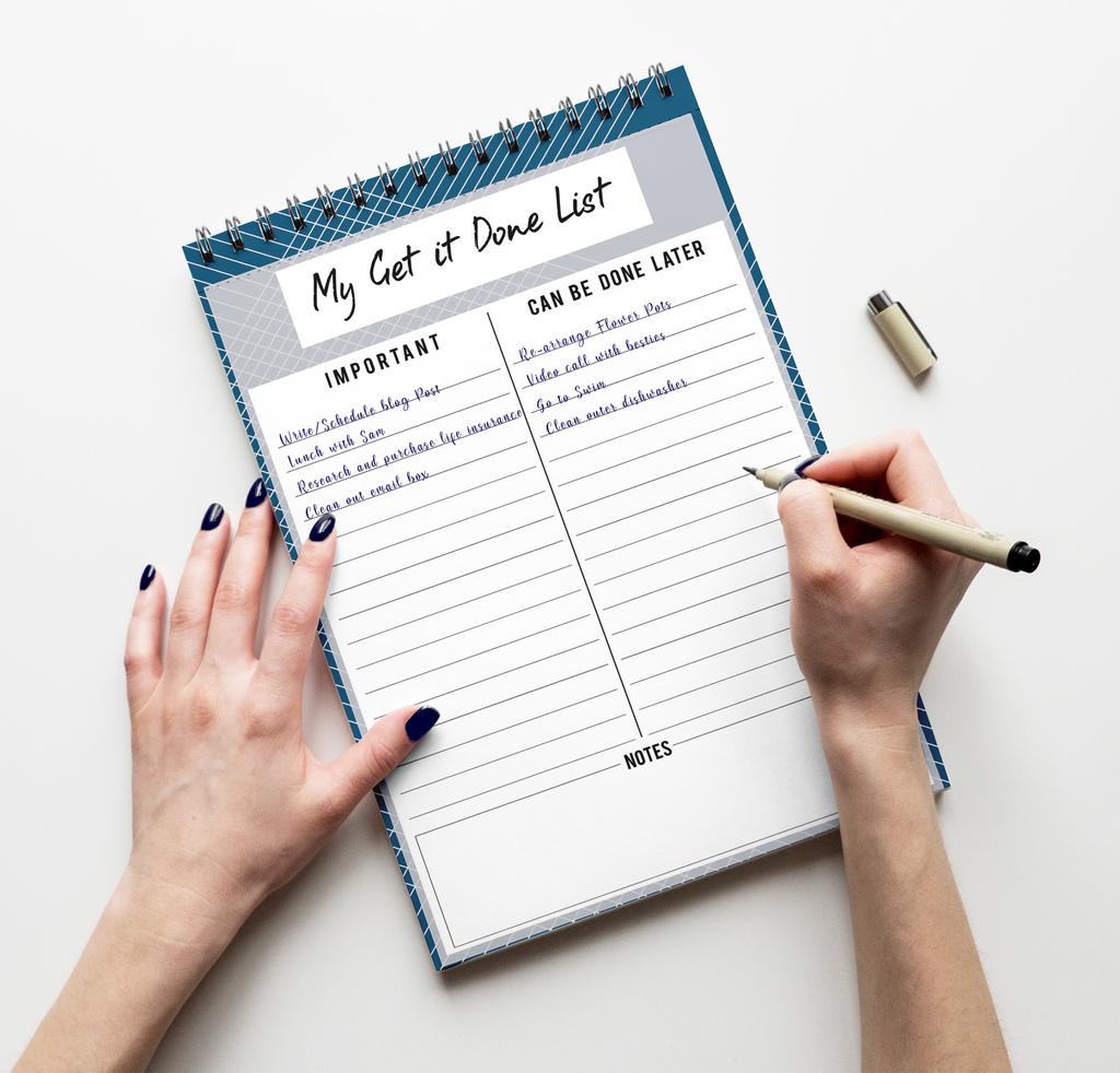 Inkdotpot To Do List Notepad – 6” X 9” Paper Stationery, My Get It Done List Spiral Notepad Daily Checklist-(50 Sheets)