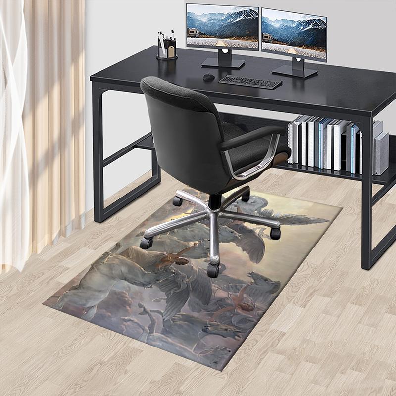 Charming Winged Horse Chair Mat Office Carpet for Home Decor, Suitable for Various Rooms