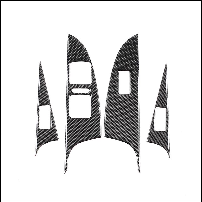 For Seat Leon 2008-2012 Soft Carbon Fiber Car Window Lift Switch Panel Cover Trim Sticker Interior Accessories 4 Pcs