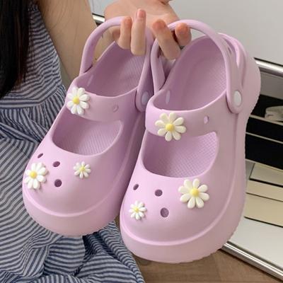 Nouvelles chaussures Mary Jan à semelle épaisse pour femmes, chaussures de jardin à semelle épaisse pour filles, sandales d'extérieur, pantoufles d'étudiants à semelle épaisse et souple