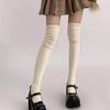 Damen Overknee Patchwork Lange Socken, Slouch-Stil, Frühling/Herbst, Milchweiß, Hoher Schaft für Stiefel mit Knieschonern