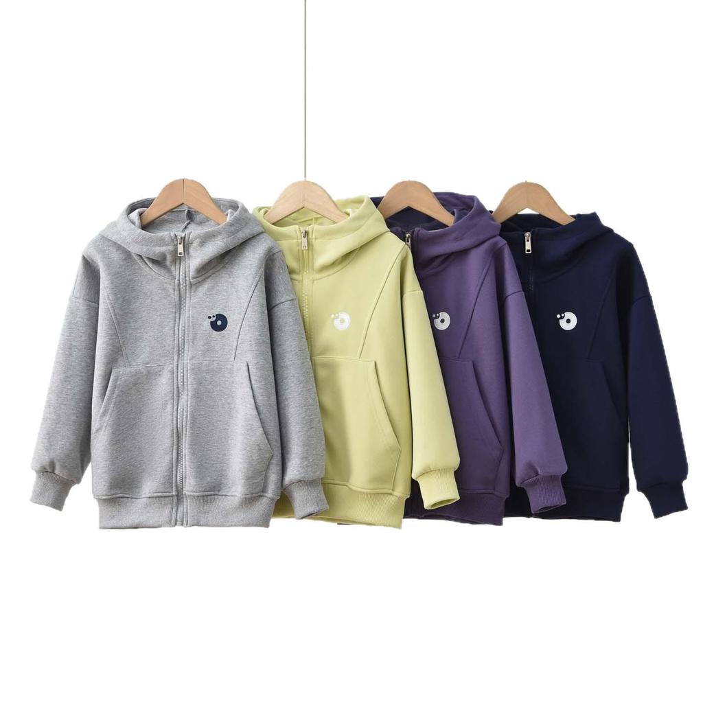Autumn Children's Hooded Zip-Up Cardigan - Boys' & Girls' Casual Knitted Jacket, Versatile Hua Cotton Wear