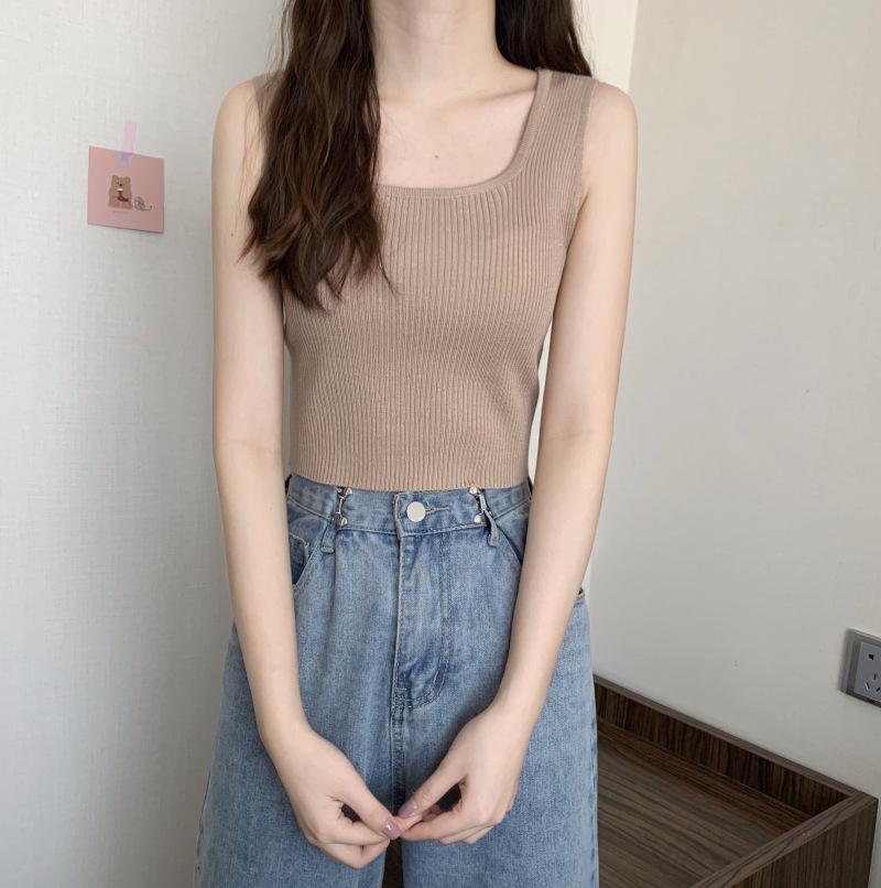 Knitted Small Camisoles Women's Inner Summer Clothes Internet Celebrities New Design Sense and Internet Celebrity Popular Tops Are Worn Outside