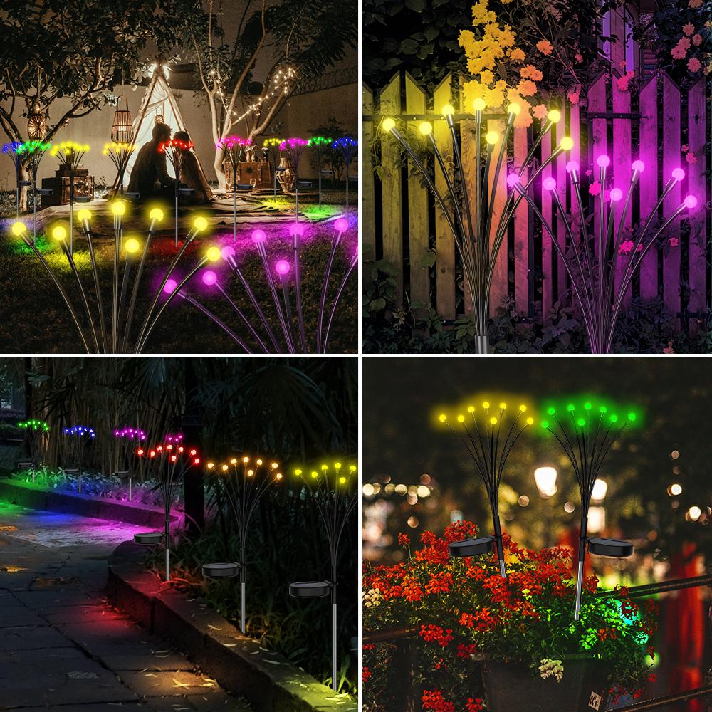 2 Pcs Waterproof LED Solar Powered Garden Lights, Outdoor Lawn Lamp Pathway Fairy Light for Patio, Pathway and Landscape Decors
