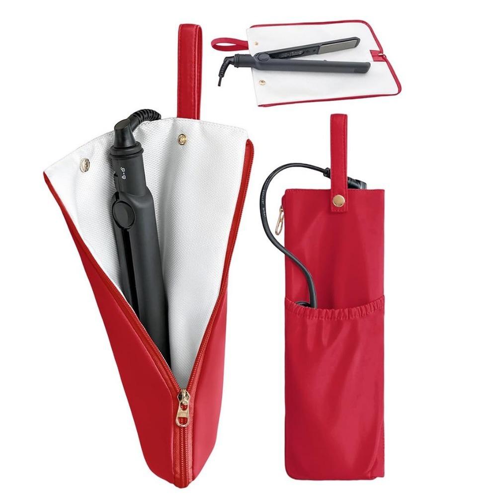 Heat-Resistant Straightener Storage Pouch Hanging Hair Curling Holder Curling Iron Bag for Home красный