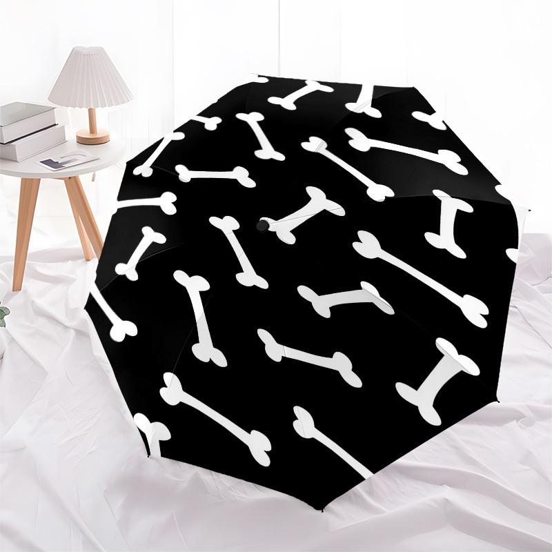 1pc Bone Pattern Design Umbrella with Plastic Handle,Suitable for All Seasons UmbrellaPT442