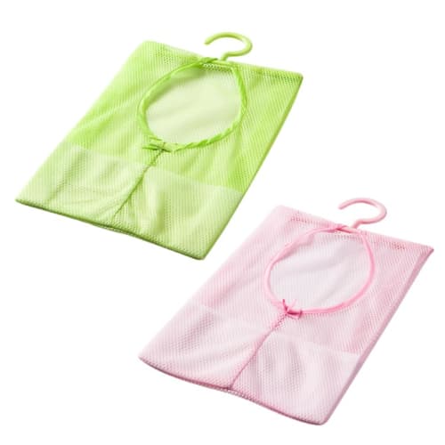 

MAGICLULU 2-Piece Mesh Clothespin Bag for Bathroom, Mesh Clothes Drying Bag with Hanger