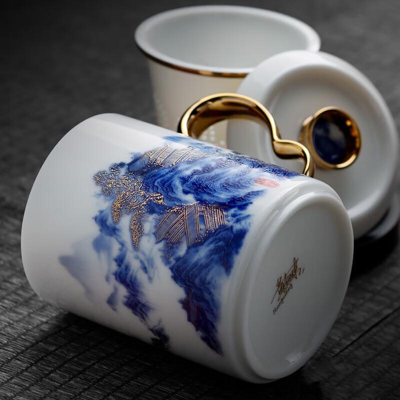 Elegant Mutton Fat Jade Porcelain Office Tea Mug