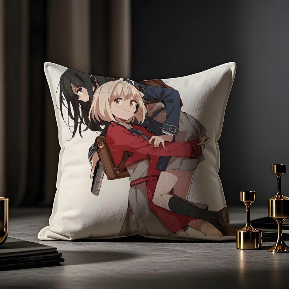 Hikikomari Kyuuketsuki No Monmon Cushion Cover Anti-dustmite Pillowcase Invisible Zipper Silky Short Plush Sofa Cushion Cover