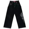 Mens Y2K Streetwear Denim Pants High Waist Loose Fit Straight Leg Jeans With Embroidery