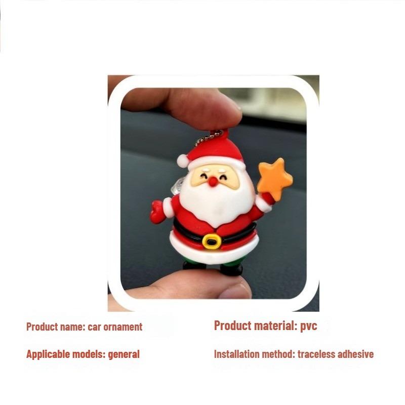 5pcs/set Car Interior Decorative Rearview Mirror Hanging Ornament Cute Deer Christmas Tree Gift Santa Creative Pendant