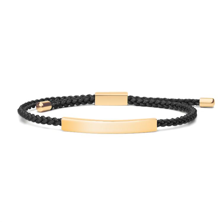 Stainless Steel Accessories and 2mm Adjustable Braided Rope Custom LOGO Men Bracelet