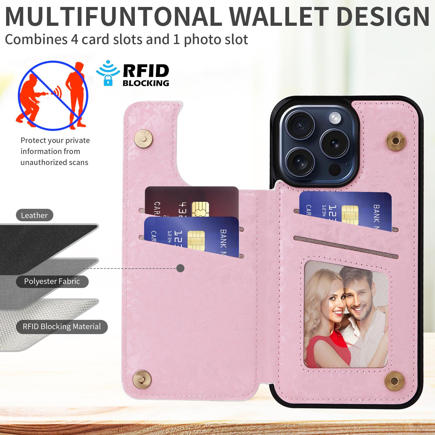 

For iPhone 15 Pro Case Kickstand Drop Protection Shockproof Phone Shell Rose