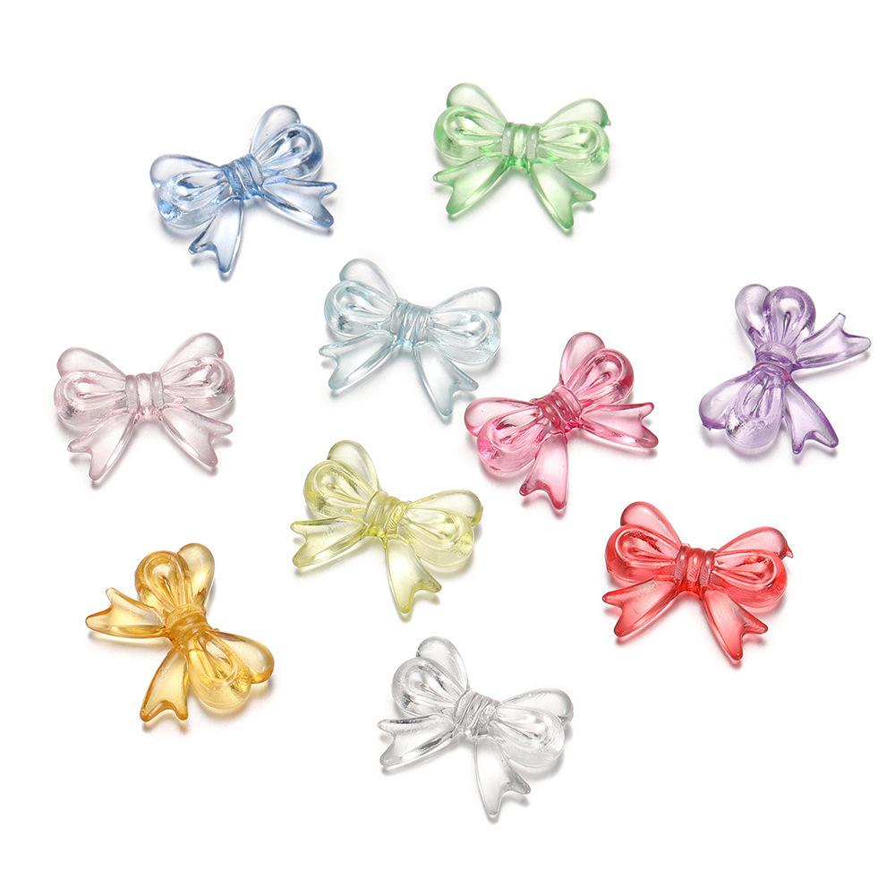 

TX14 20Pcs/Lot 14x18mm New Exquisite Bowknot Transparent Spacer Beads DIY Pendants Necklace Bracelet Jewelry Trend Accessories 14mmx18mm(20pcs)