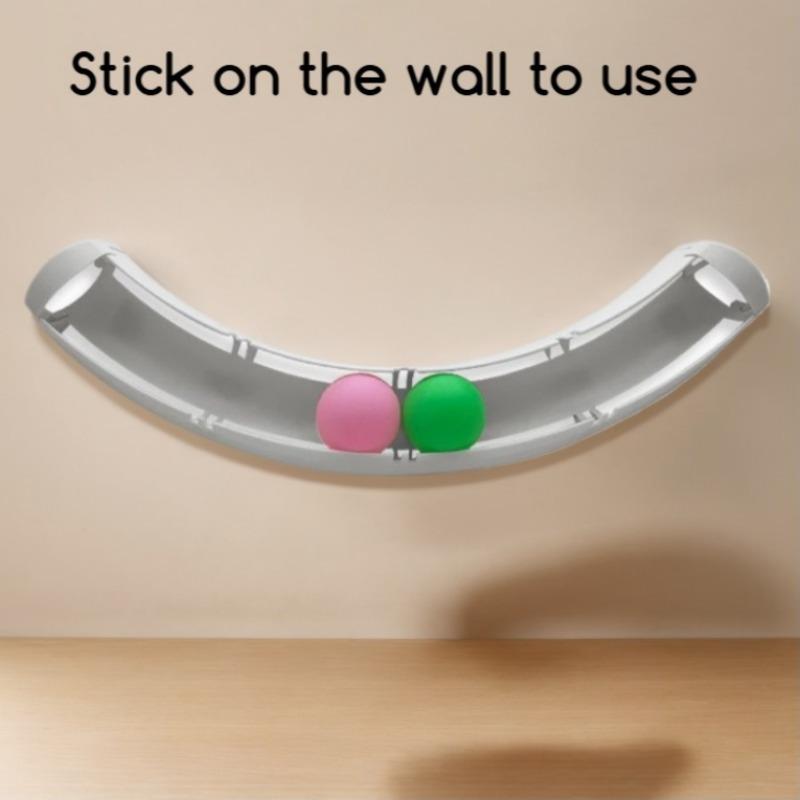 Wall-mounted interactive toy with rolling ball plastic self-play no battery required random colors for cats