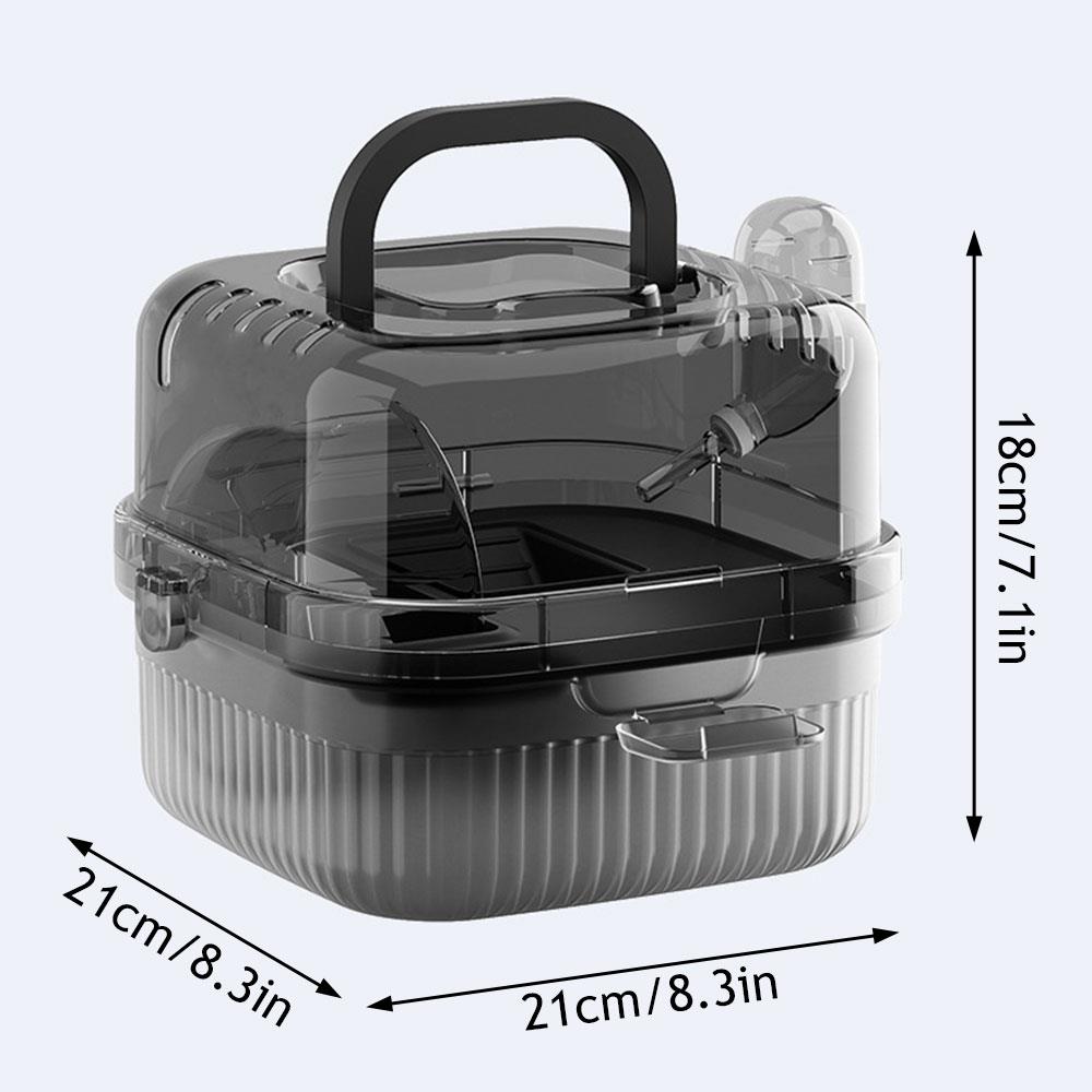 Chinchilla Cage Translucent Hamsters Travel Carry Case Large Capacity Breathable Hedgehog Pet Carrying Box With Water Bottle
