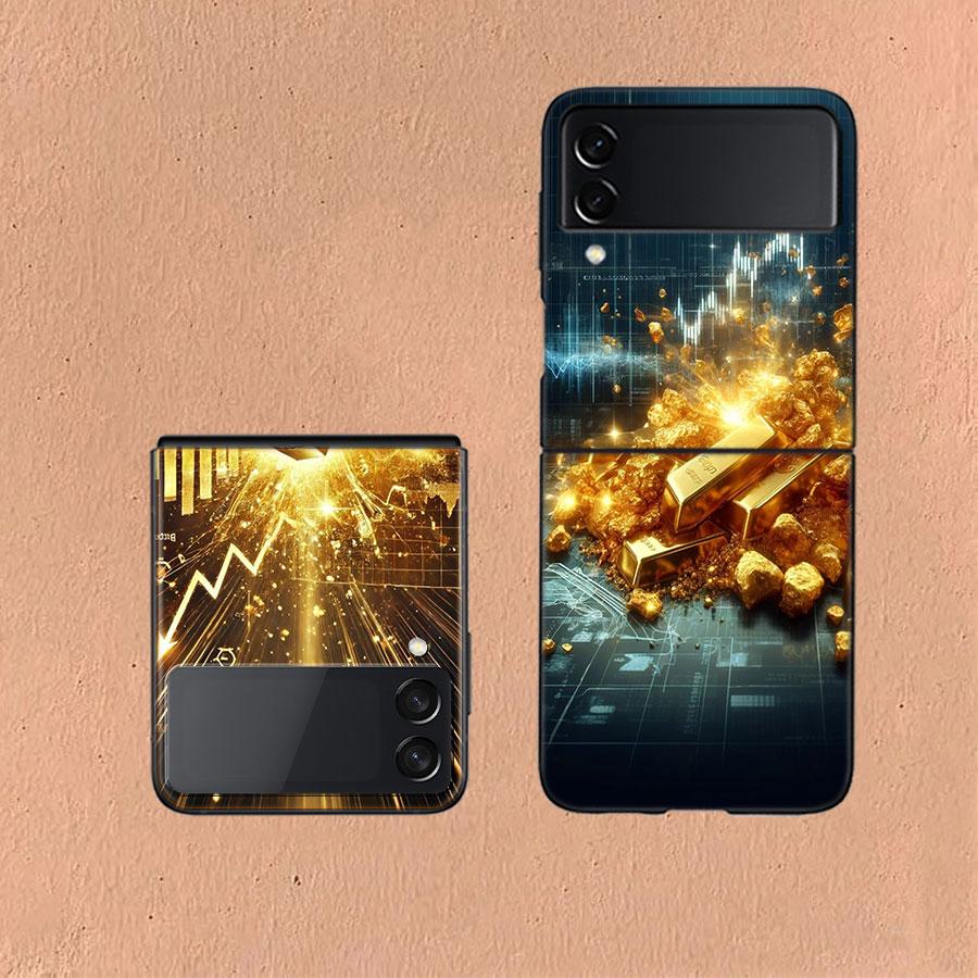 Trading Gold Contracts for Difference Phone Case For Samsung Z Flip 6 7 5G Galaxy Z Flip 5 4 3 5G Cases Shockproof Hard Cover TP