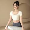 ACKDCS Women's Short Sleeve Crop Top for Yoga & Running