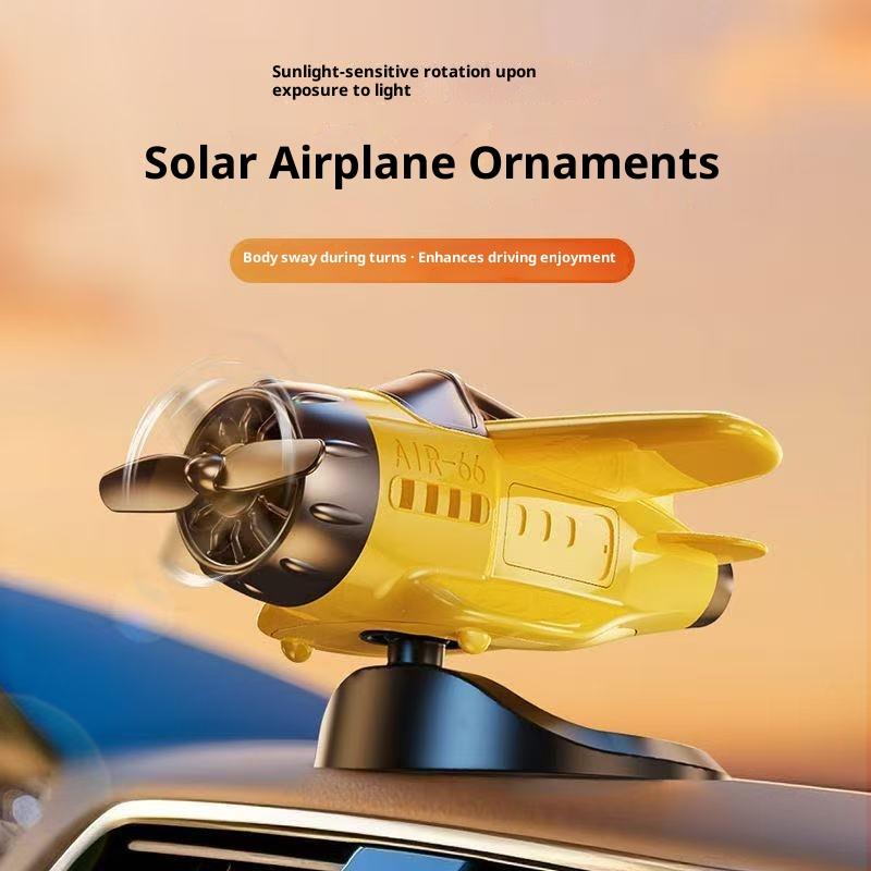1 Stück Solarbetriebenes rotierendes Flugzeug Auto Armaturenbrett Ornament 360° Auto Spin Dekoration Flugzeug Ornamente Auto Innenraum Dekoration