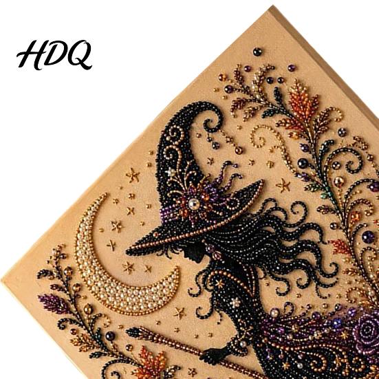 Happy Halloween Atmosphere Decor Ghost Faux Pearl Art DIY Kit Spooky 3D Bead Unique Home Painting Crafts Gothic Wall for Adults Beginners Decorative