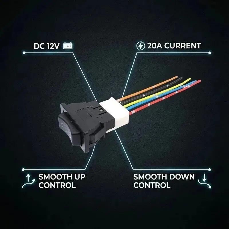 Universal Auto Car Power Window Switch Lifting Switch 5 Pin DC 12V 20A Blue/Red Light Color and Harness Pushbutton Switches 3