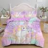 Cute Unicorn Duvet Cover Set Girly Pink Castle Bedding Set Single Twin Size For Princess Girl Dedicated Bedroom Decor Bedclothes