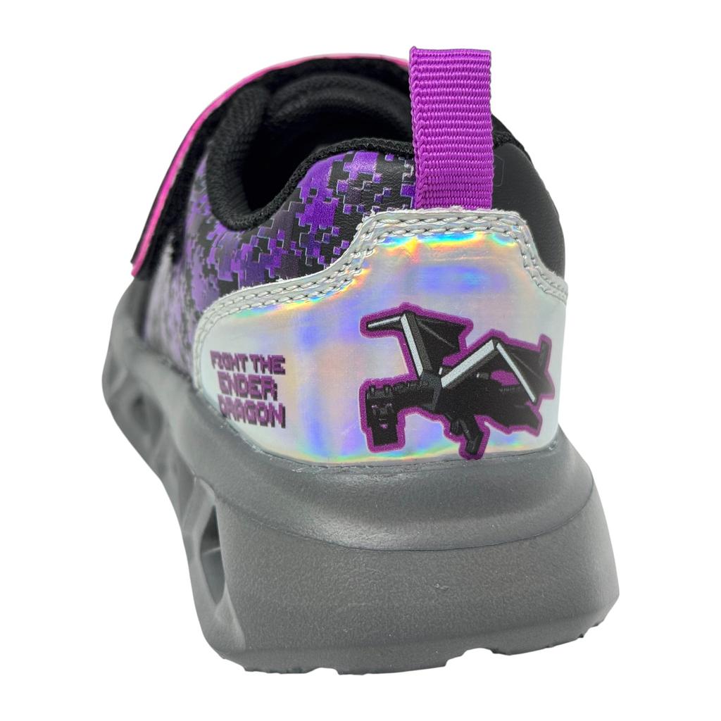 [Kaitac Family] Minecraft Light-Up Shoes, Flash Sneakers, Purple, Ender Dragon Character, Kids (Japanese shoe size, Kids, Numerical, 22.0 cm)
