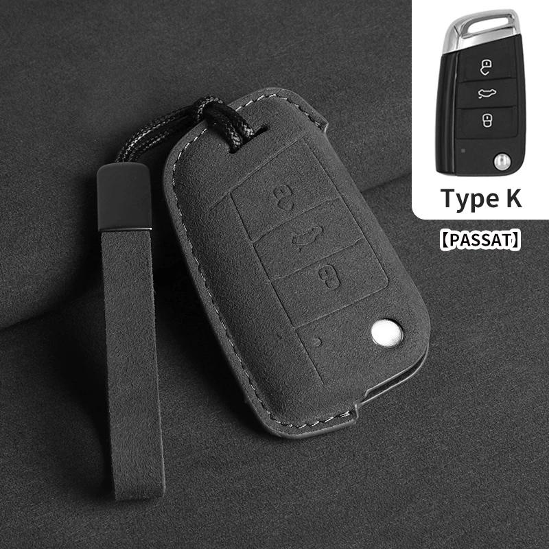 Suede Autoklep Sleutelhoes Cover voor VW Volkswagen Golf 7 MK7 Tiguan MK2 T-roc Skoda Octavia Kodiaq Karoq Seat Ateca Leon Passat