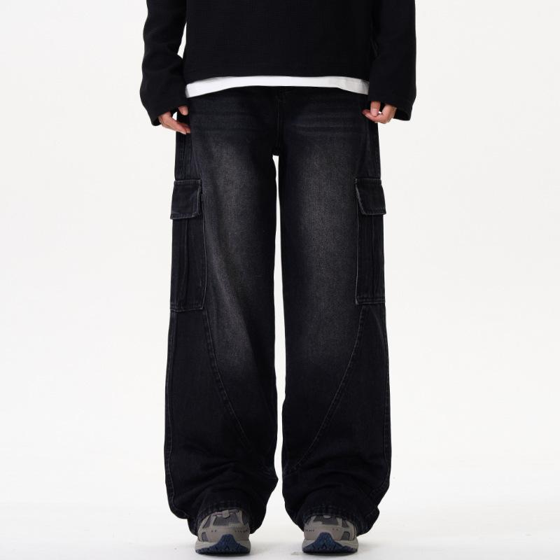 

Весенне-осенние новые джинсы Maillard для работы, мужские свободные прямые выстиранные брюки XXL чёрный