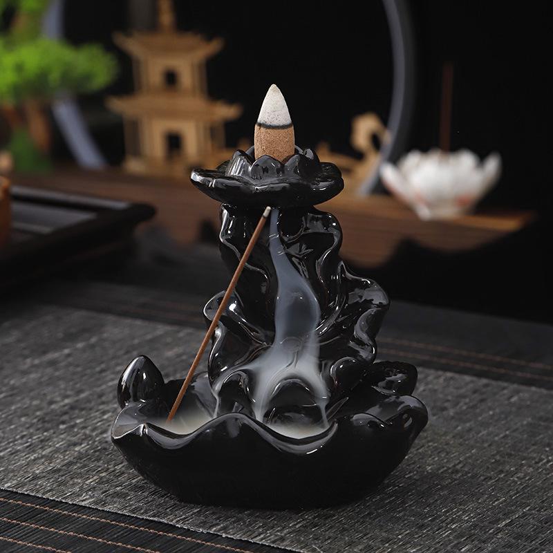Creative Ceramic Buddha Hand Rockery Backflow Incense Burner for Home or Office