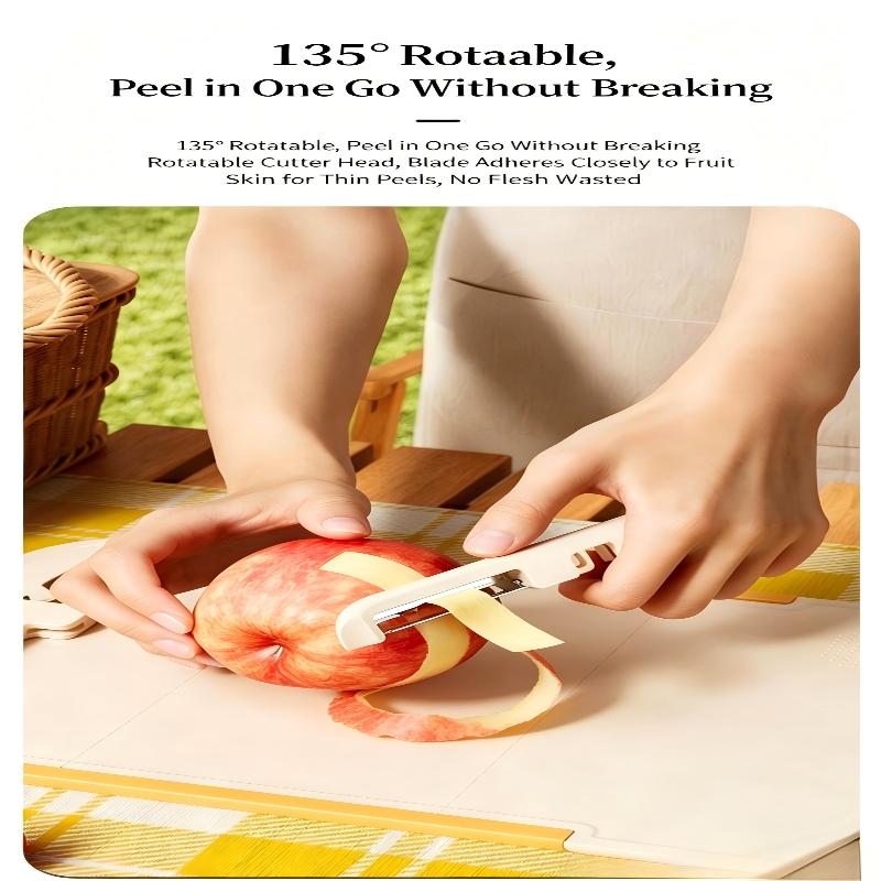 Multi-Functional Split‑Design Multi‑Purpose Fruit Knife, Portable Stainless Steel Peeler & Cutter With 135 Degree Rotatable Peeling