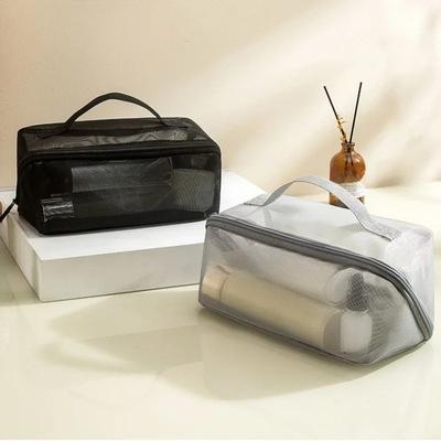Neue Kosmetiktasche mit großem Fassungsvermögen aus Mesh, transparent, Waschtasche, Reise-Kosmetiktaschen, Damen-Handheld-Make-up-Beutel, Reise-Toilettentasche