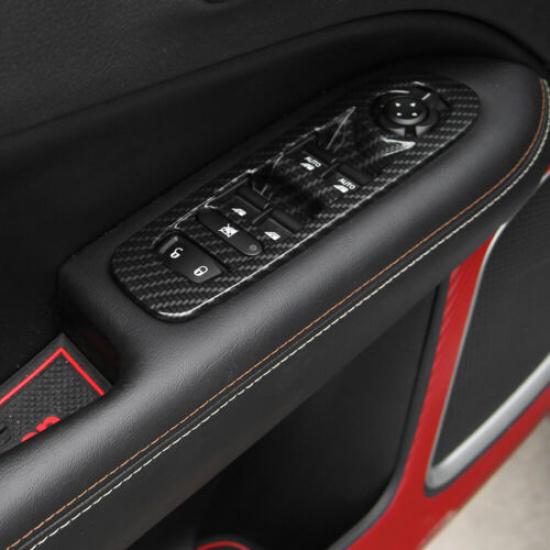 Carbon Fiber Door Window Lift Switch Cover for Jeep Compass 2017- Interior