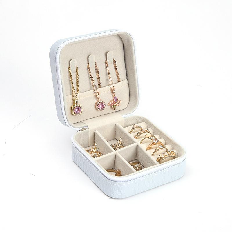 Jewelry storage box High-grade anti-oxidation stud earrings, necklace, jewelry ring grid desktop large-capacity display box