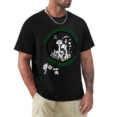 Strand Mann T-Shirt Sommer Top Pilze jagen Nicht Tiere T-Shirt Rundhals T-Shirt Neue Ausgabe T-Shirts für Männer Baumwolle T-Shirt