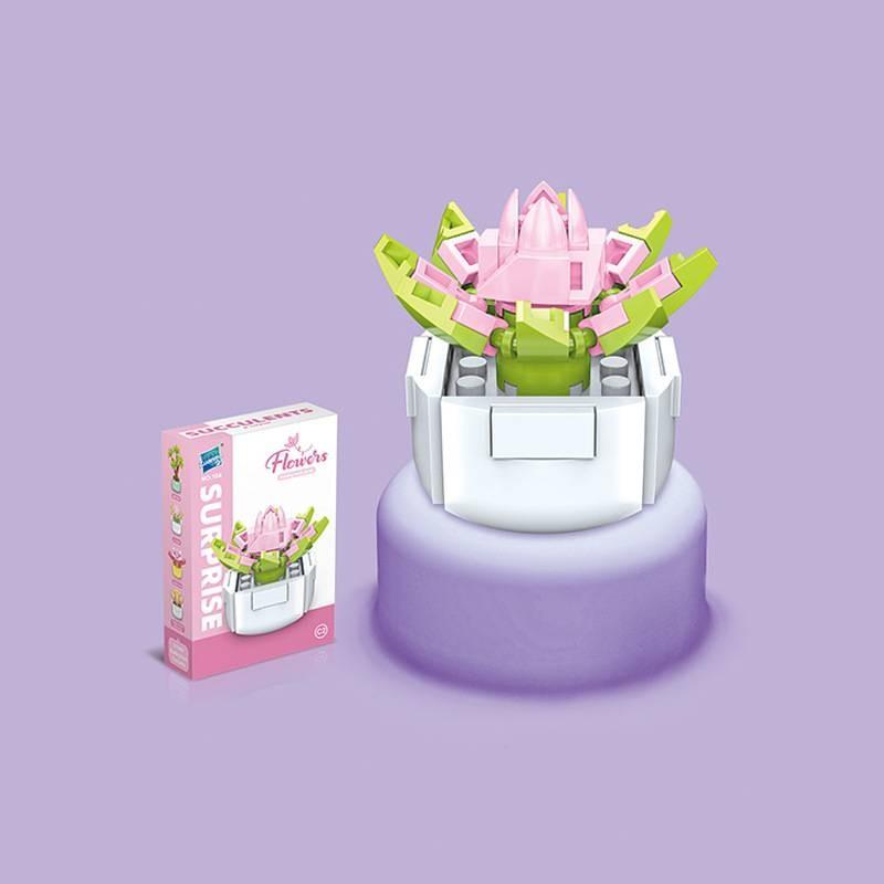 Small Children Puzzle Particle Building Block Flower Flexing Potted Model Toy